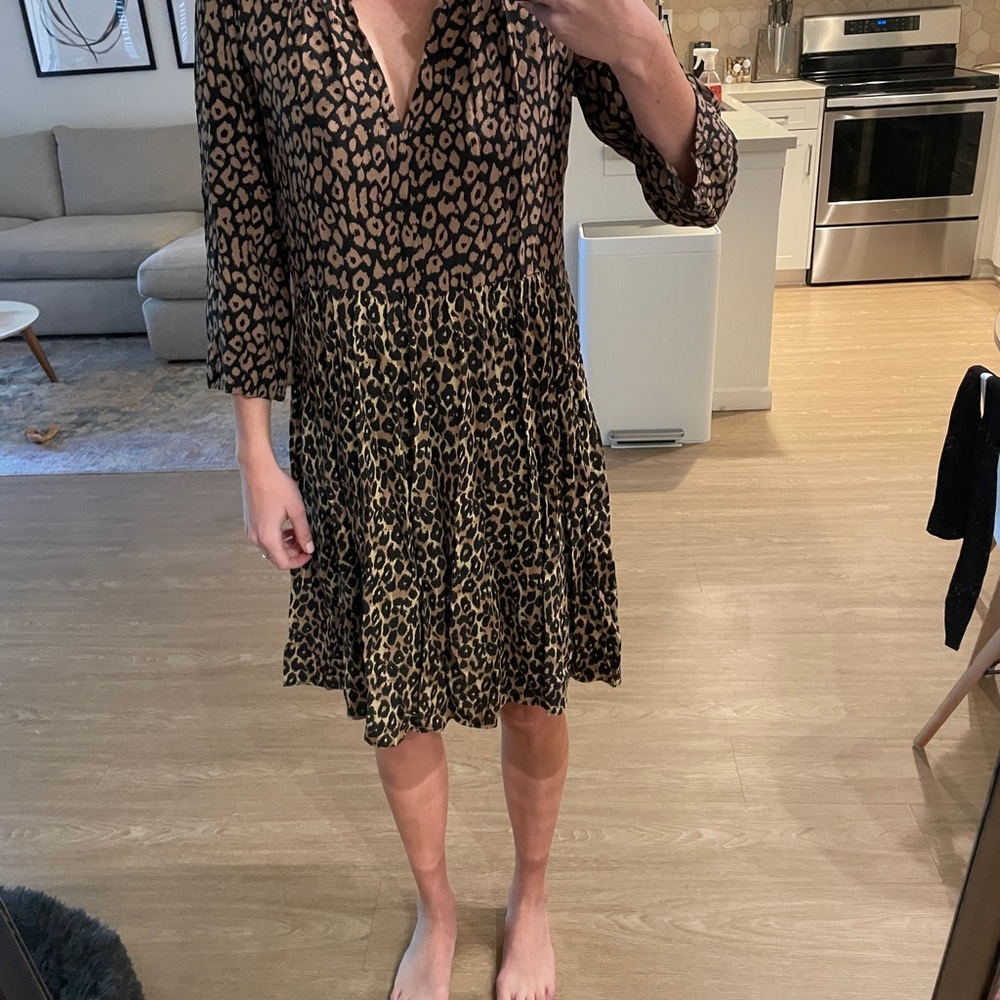 Maeve by anthropology 3/4 sleeve leopard dress